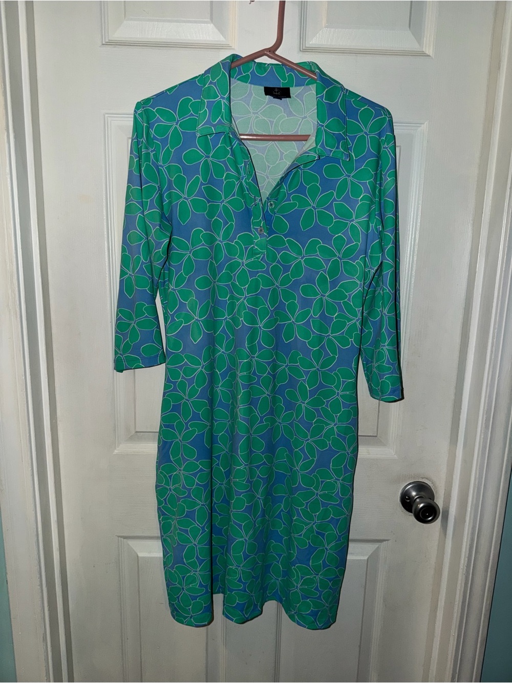 Sailor-Sailor Green & Blue Floral Shift Dress - Women Size M